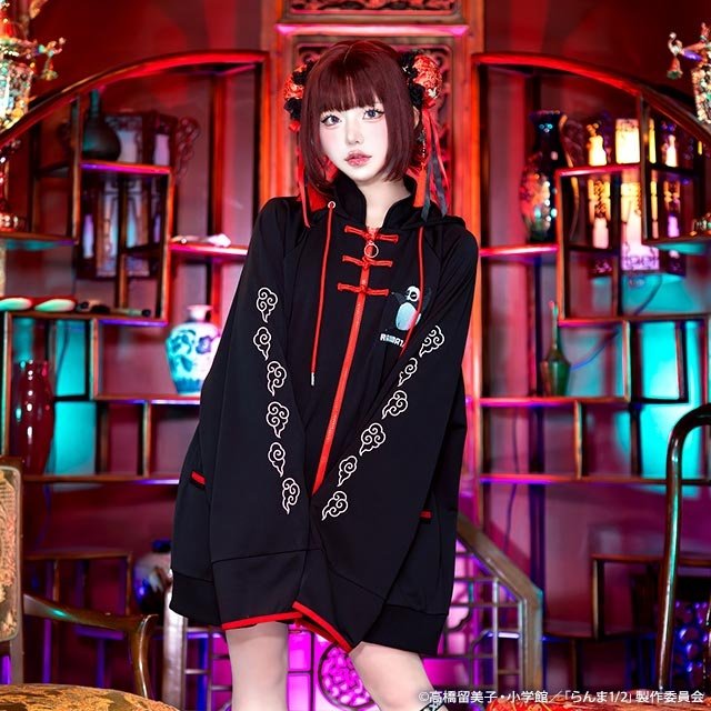 LISTEN FLAVOR Ranma 1/2 Collaboration China Jersey Hoodie Black