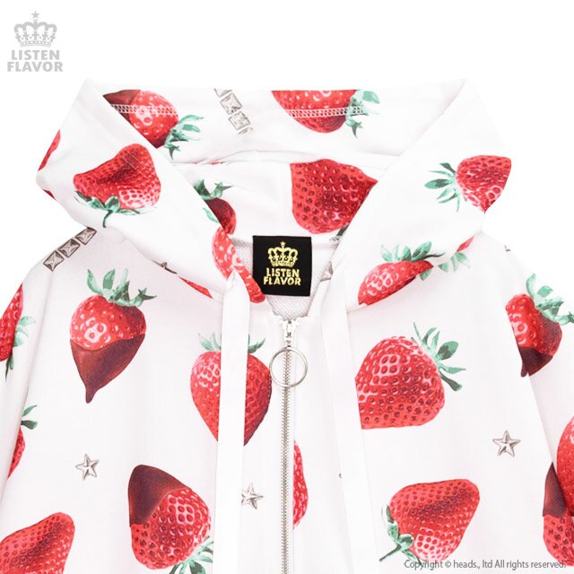 LISTEN FLAVOR Strawberry Chocolate Zip Hoodie: Listen Flavor