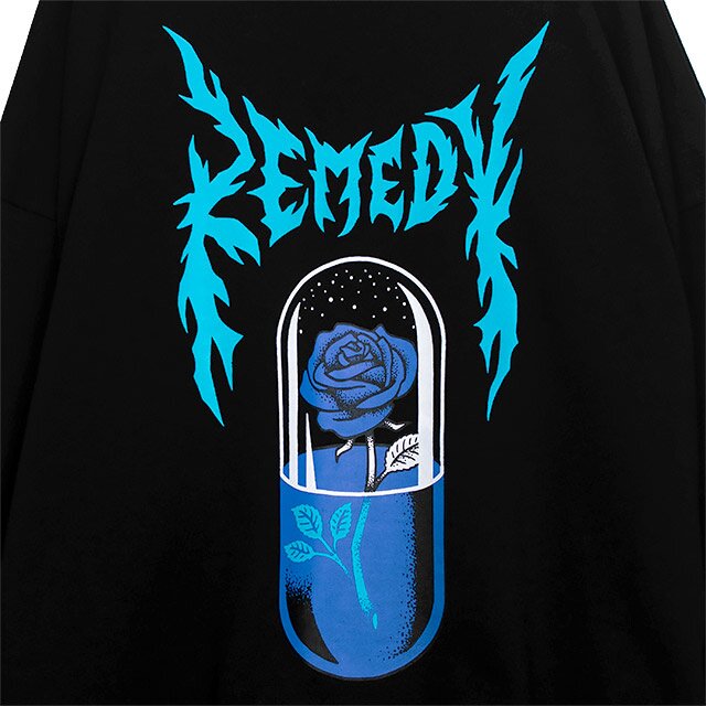 LISTEN FLAVOR Blue Rose Capsule Sweatshirt Black: Listen Flavor
