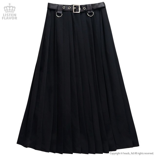 LISTEN FLAVOR Harness Pleated Long Skirt: Listen Flavor - Tokyo