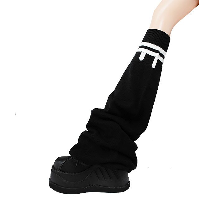 【wigglewigglexKAKAOFRIENDS】コラボ★Cooling Pajama BXCNCKD Gothic Skull Print Two Side Wear Knitted Leg Warmers