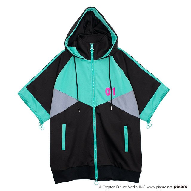 LISTEN FLAVOR Hatsune Miku 2-way Jersey Hoodie Black: Listen