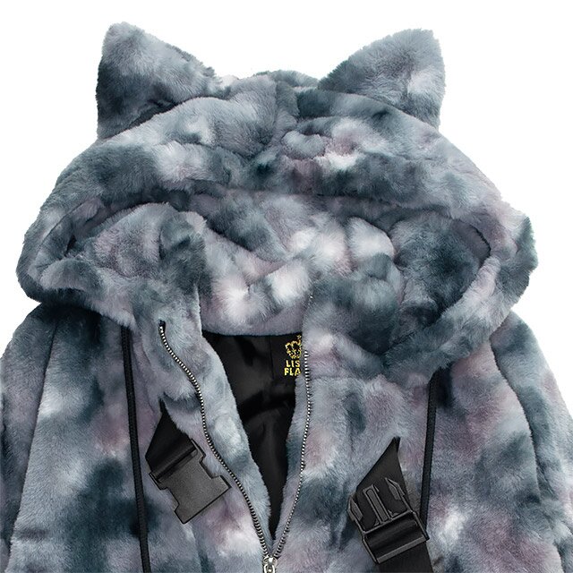 ジャケット・アウター Rabbit ear fur blouson LISTEN FLAVOR Gaming Cat Ear Buckle Fur Blouson: Listen