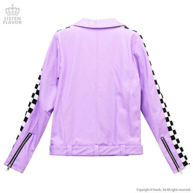 LISTEN FLAVOR Checkered Sleeve Biker Jacket - Tokyo Otaku
