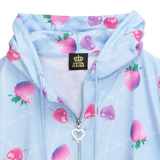 LISTEN FLAVOR Heart Cherry & Dangerous Strawberry Zip Hoodie