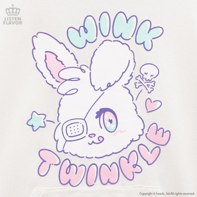 LISTEN FLAVOR Twinkle Bunny Short Sleeve Hoodie