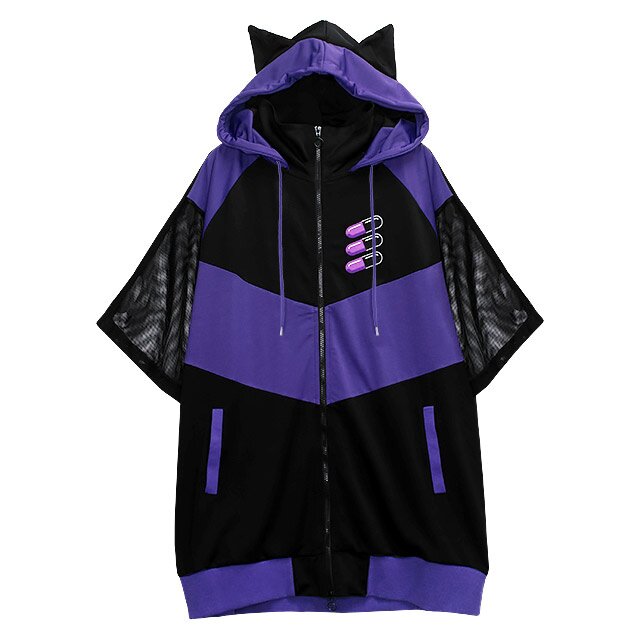 LISTEN FLAVOR Cat Ear Capsule Mesh Jersey Hoodie: Listen