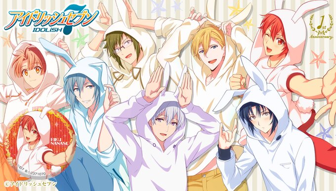 アイドル ruumii IDOLiSH 7 Turns 1! Shiny Rabbit Ear Illustration Badges