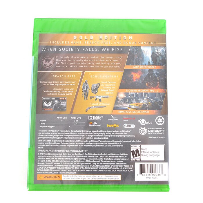 Tom Clancy S The Division Gold Edition Xbox One Tokyo Otaku Mode Tom