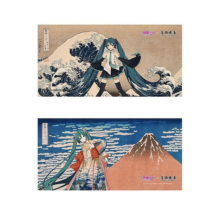 Hatsune Miku x Katsushika Hokusai iXima Bath Towel: Katsushika