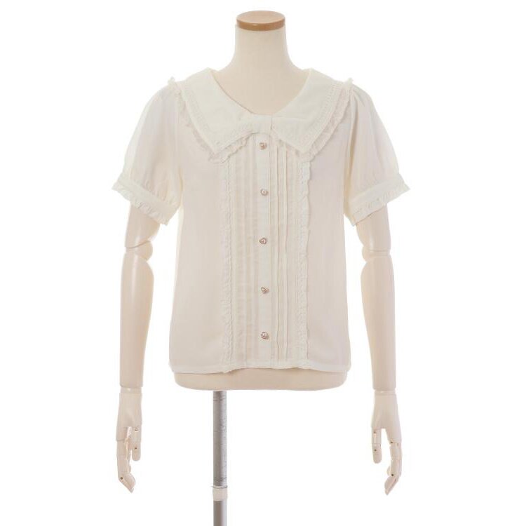 LIZ LISA Short Sleeve Message Ribbon Sailor Blouse - Tokyo