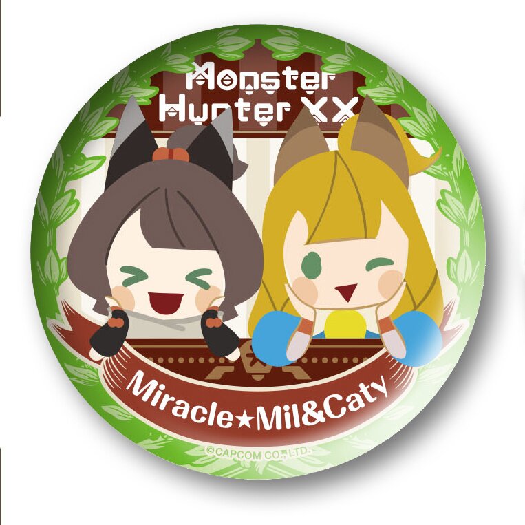 Monster Hunter XX Kati & Milsee with Friends Tin Badge