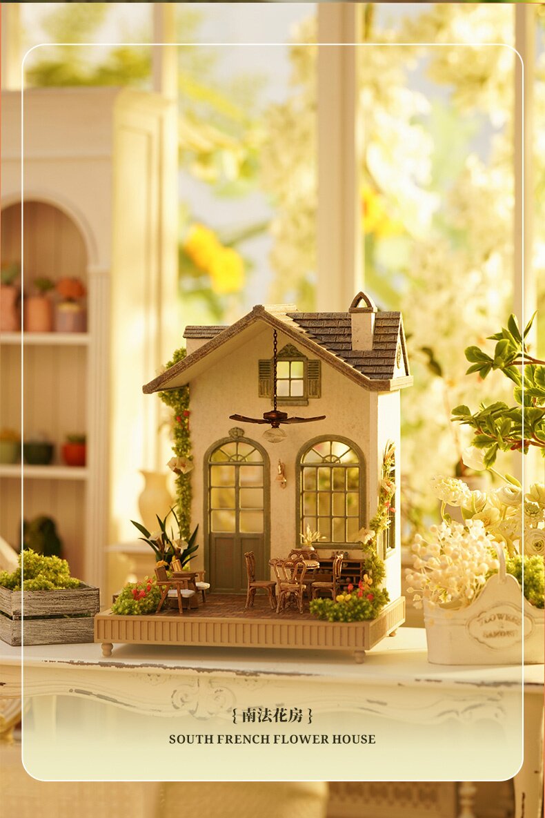 ゴーハウス★GAULT HOUSE お花の装飾が可愛いフランスの家 The South French Flower House 1/64 Scale Doll House: Zhenmu