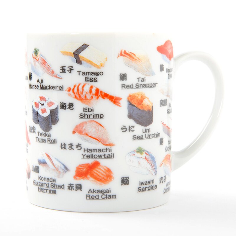 Sushi Heart Mug, I Love Sushi Mug, Fun Sushi Rolls Mug