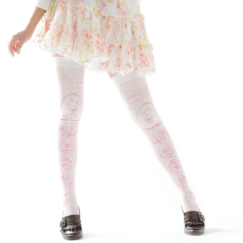 Zettairyoiki Sakura Bunny Pink Thigh-High Tights - Tokyo Otaku