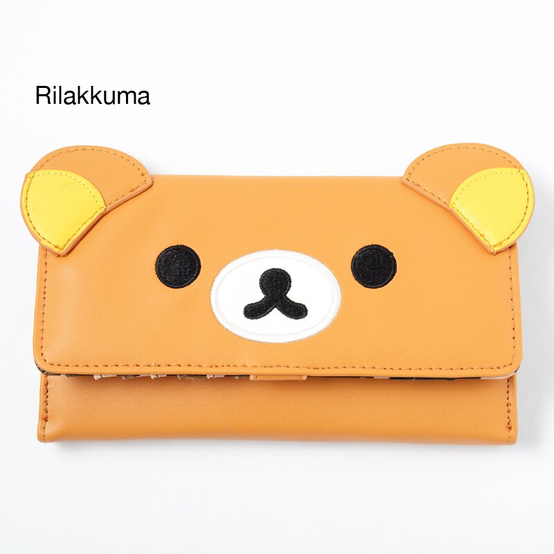 Korilakkuma Sakura Cherry Blossom Pu Leather Tri-Fold Wallet Pouch