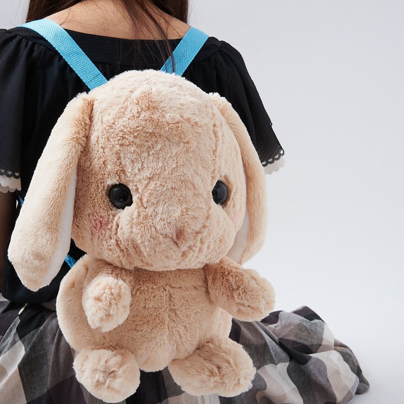 Amuse Pote USA Loppy Bunny Big Rabbit Brown Plush Backpack Pote Usa Loppy Animal Onesie Backpack - Chappy – Blippo main image 2