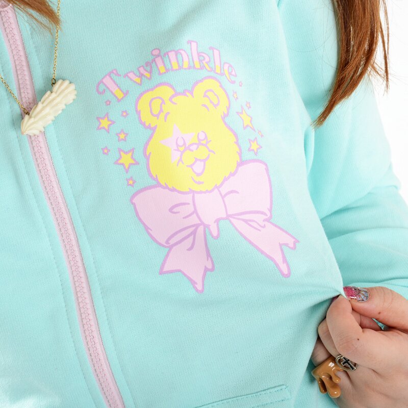 Listen Flavor Twinkle Bear Fleece Lined Zip up Hoodie Listen