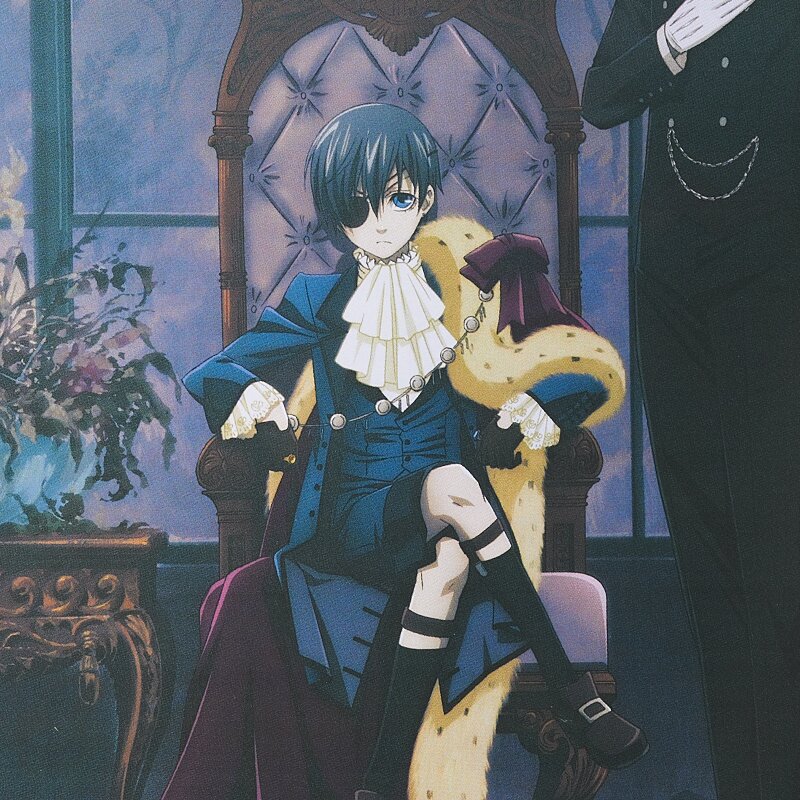 I am King, king, male, kuroshitsuji, anime, chair, ciel, room, dog