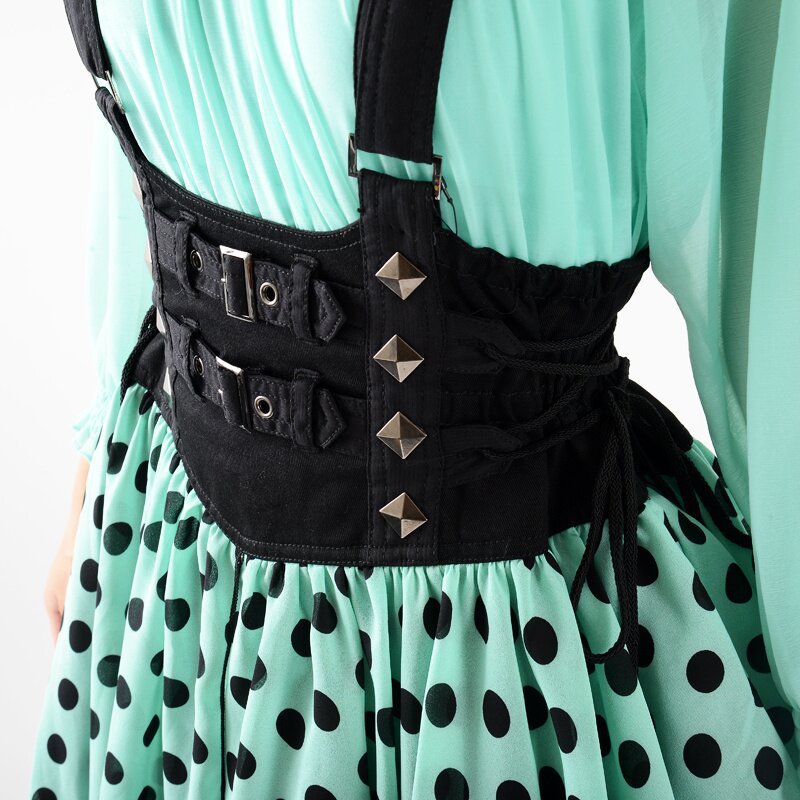 Corset skirt with clearance suspenders