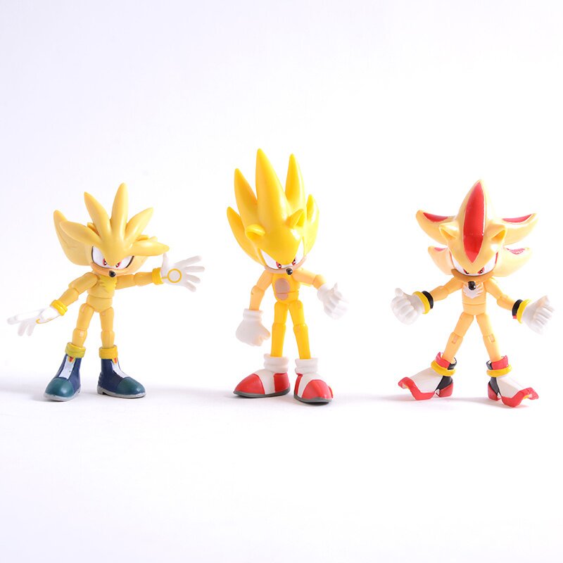 Sonic the Hedgehog Super Pack Shadow Silver 3” Action Figure Set Chaos  Emeralds