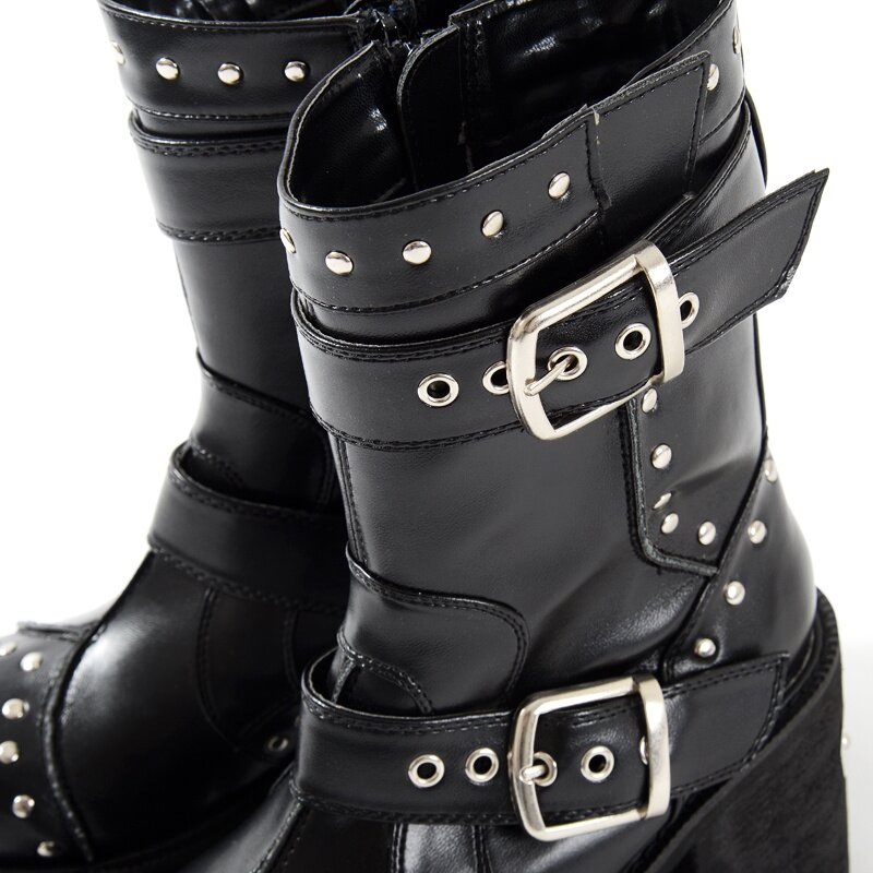YOSUKE USA Mid-Calf Chunky Boots - Tokyo Otaku Mode (TOM)
