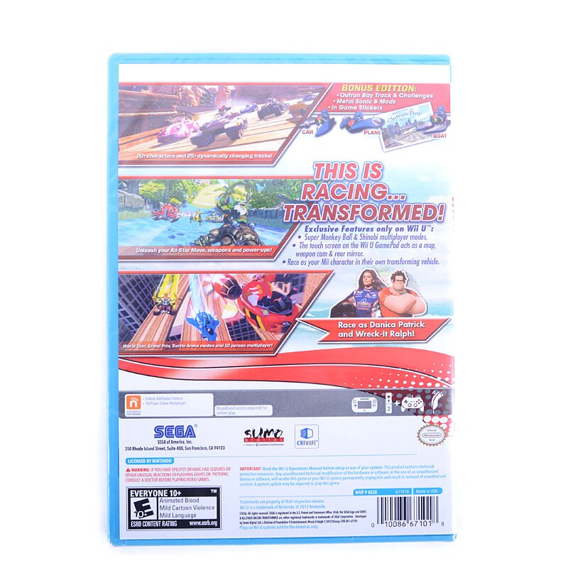  Sonic & All-Stars Racing Transformed (Nintendo Selects) - Nintendo  Wii U : Sega of America Inc: Video Games