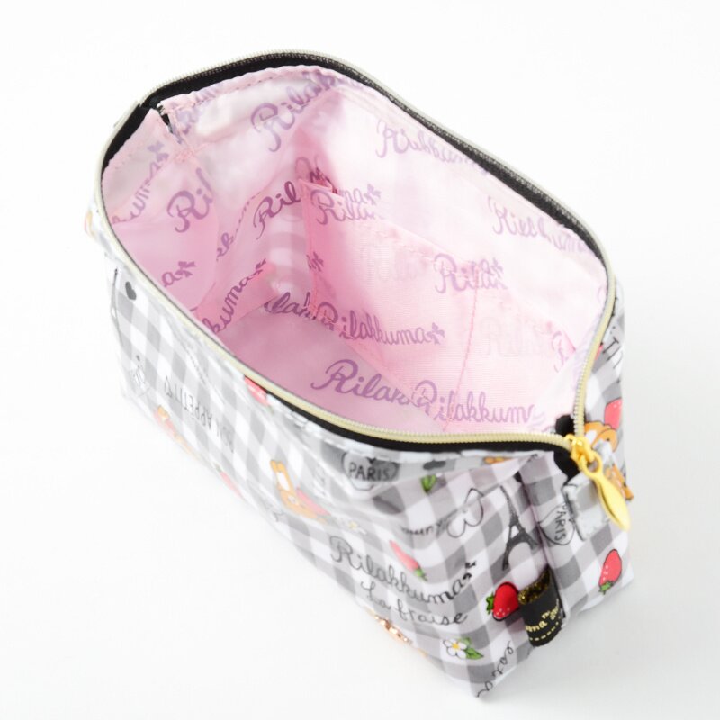 San-X Rilakkuma La Fraise A Paris 7.5 Grey Pouch