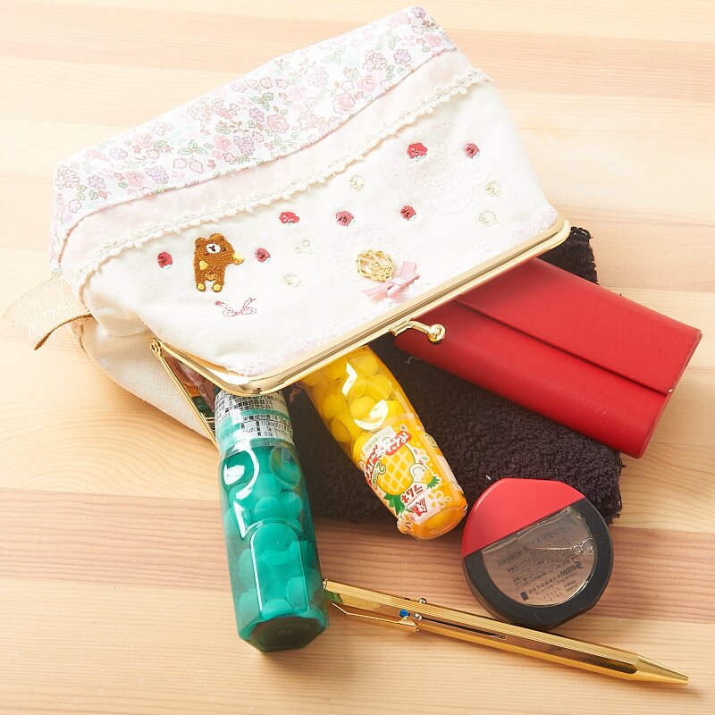 【threetimes】韓国人気★ Pink Compact Pouch Full of Hearts Rilakkuma Pencil Pouch - Tokyo Otaku Mode (TOM)