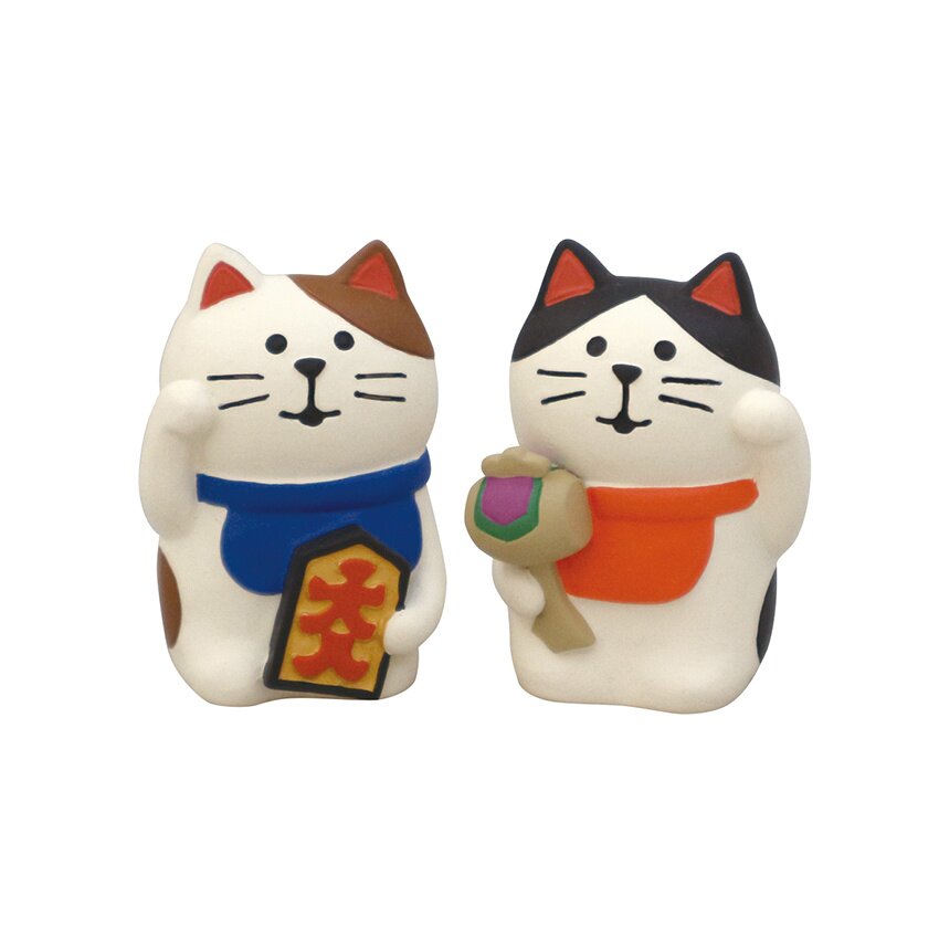 White Maneki Neko Fortune Cat Figurine by Decole Japan available