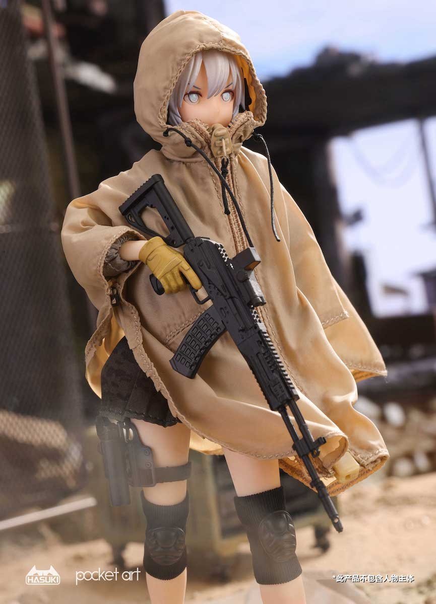 thumbnail image 2 of FIGLot SU-TAC-C-WH 1/12 Scale White Wired Tactical Hooded Poncho – For 6-Inch Action Figures, Cloth Accessory 2 of 4