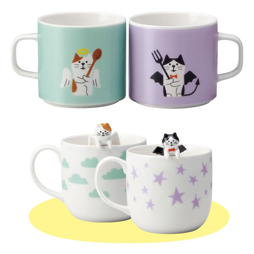 Cute Cat Ceramics Coffee Mug Set