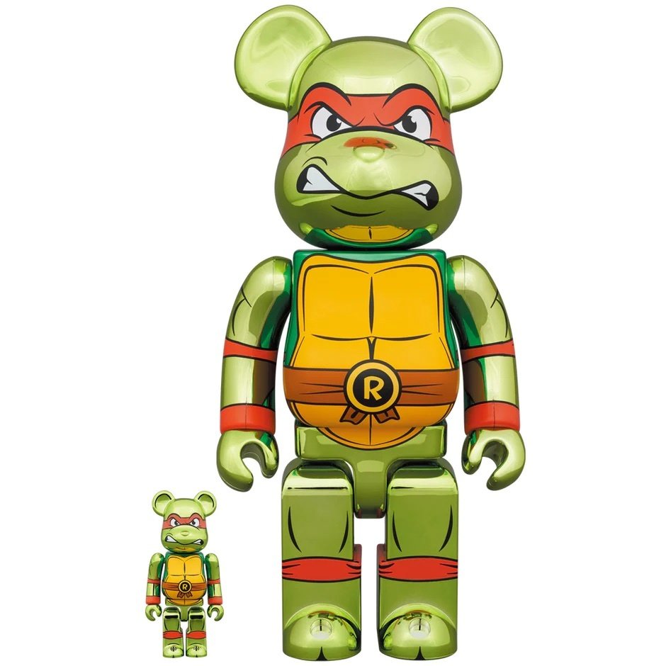 BE＠RBRICK Teenage Mutant Ninja Turtles Raphael: Chrome Ver. 100％ & 400％ Set