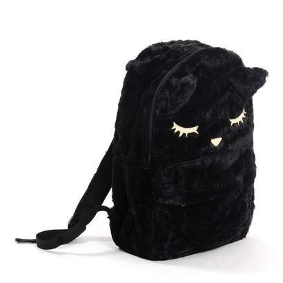 black fluffy backpack