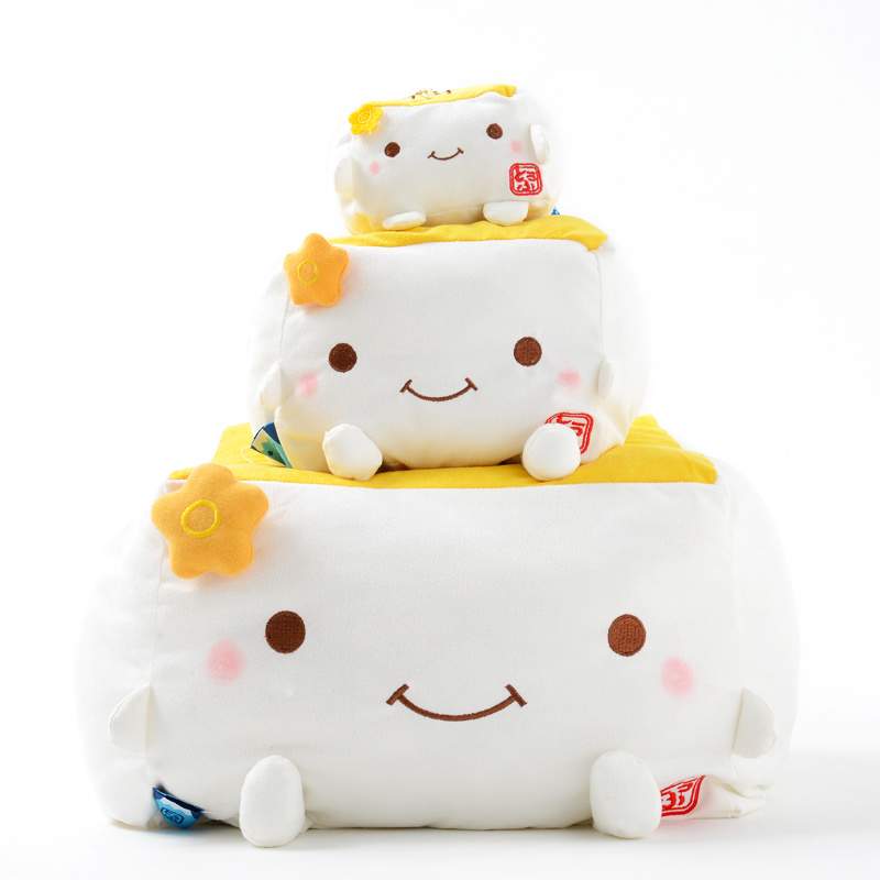 Tofu Cushion Hannari  Baked White Stuffed Toy Cushion Size M Japan Gift Cute 