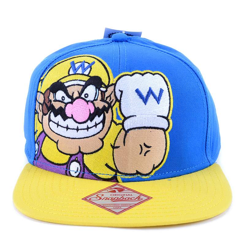 Wario Blue ADJ Flatbill Snapback Hat 