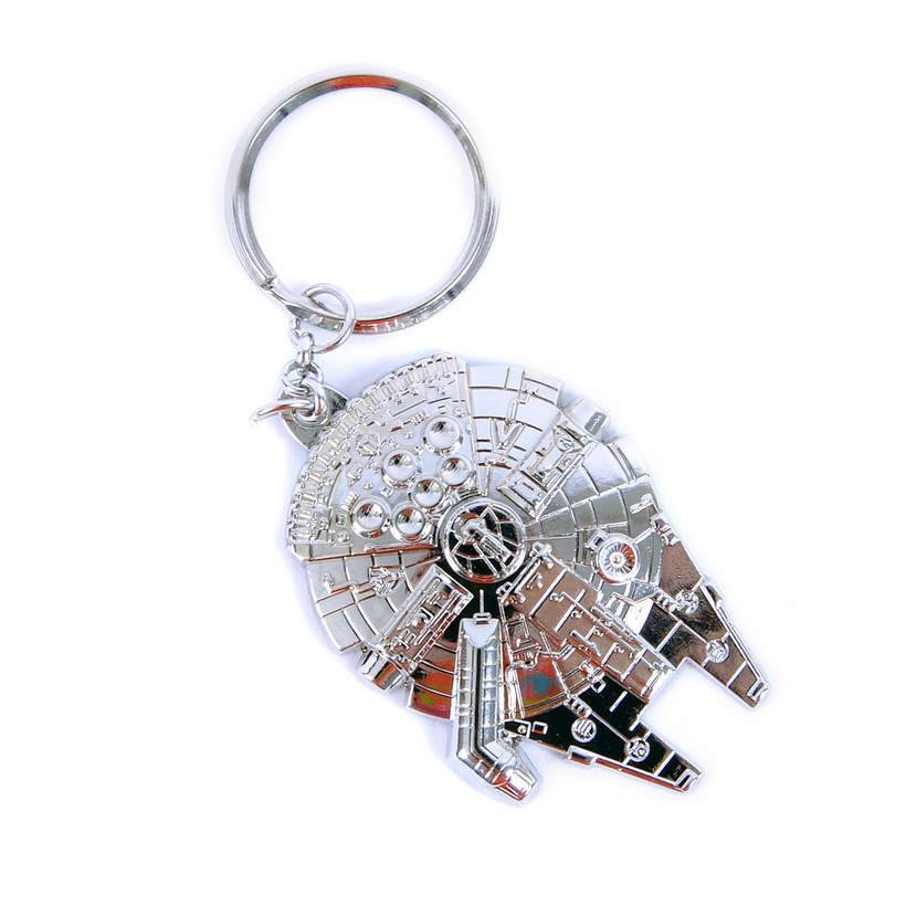 Vintage Star Wars Millennium Falcon Metal Silver Keychain Keyring Key Ring Gift 