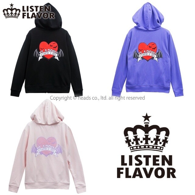 LISTEN FLAVOR Flappin' Heart Devil Wing Studded Zip-Up Hoodie - Tokyo ...