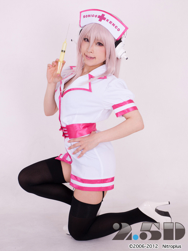 Super Sonico SONICOMI Nurse Uniform Cosplay Costume Outfit 