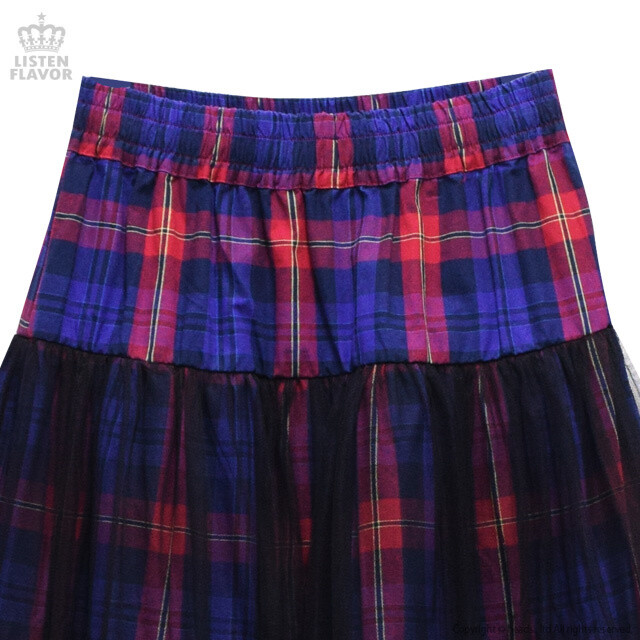 LISTEN FLAVOR See-through Layered Plaid Long Skirt: Listen Flavor ...