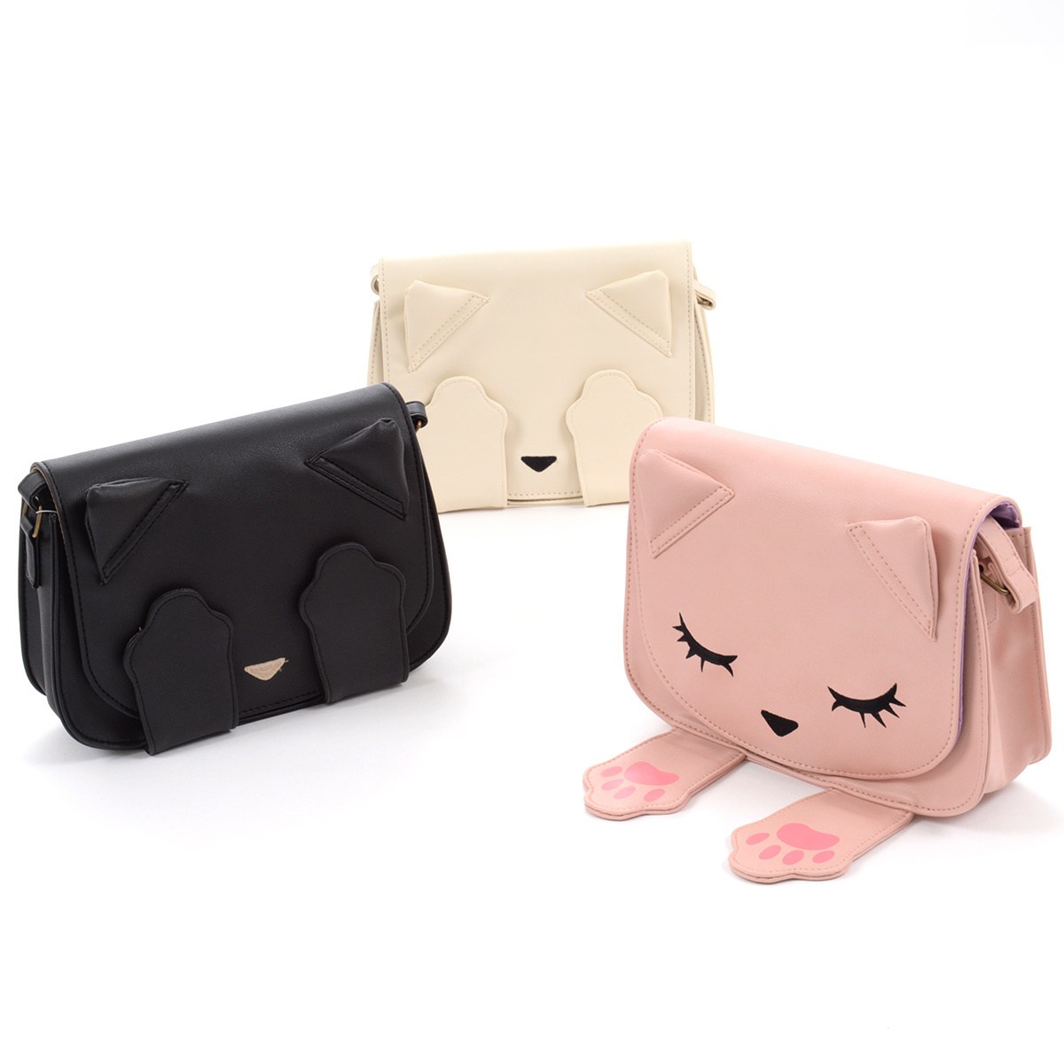 Borsa A Tracolla POOH-CHAN Osumashi Gatto – Mini Nera In Poliuretano – Per Donna