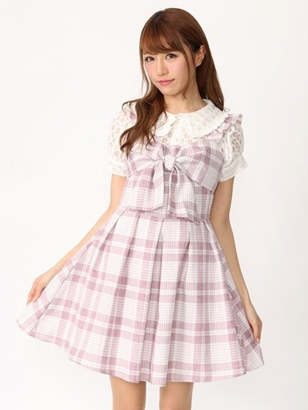 Ank Rouge Front Ribbon Check Dress: Ank Rouge - Tokyo Otaku Mode (TOM)