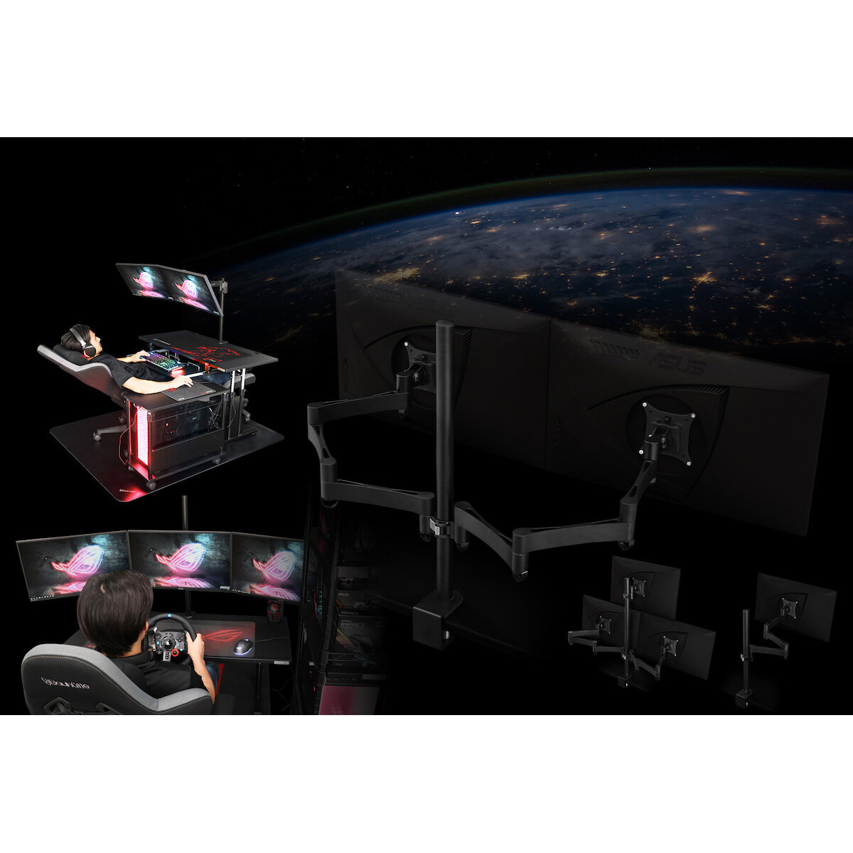 Bauhutte Long Monitor Arm (Black) Tokyo Otaku Mode (TOM)