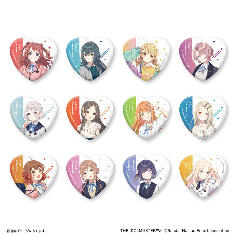 Gakuen Idolm@ster Trading Heart-shaped Tin Badge Complete