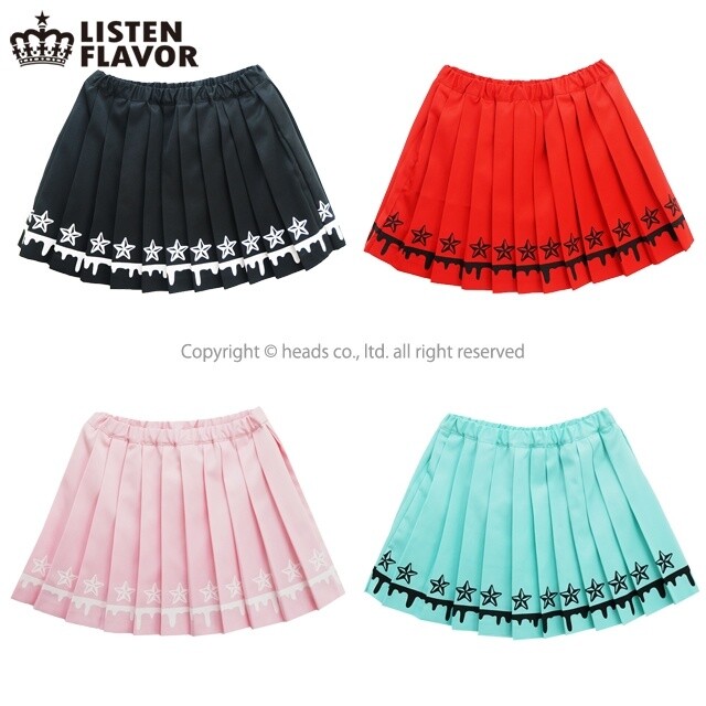 LISTEN FLAVOR Melty Line Pleated Skirt w/ Stars (2015 Autumn/Winter