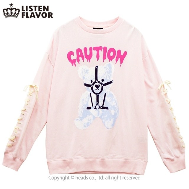 LISTEN FLAVOR Harness Bear Lace-Up Sweatshirt: Listen Flavor
