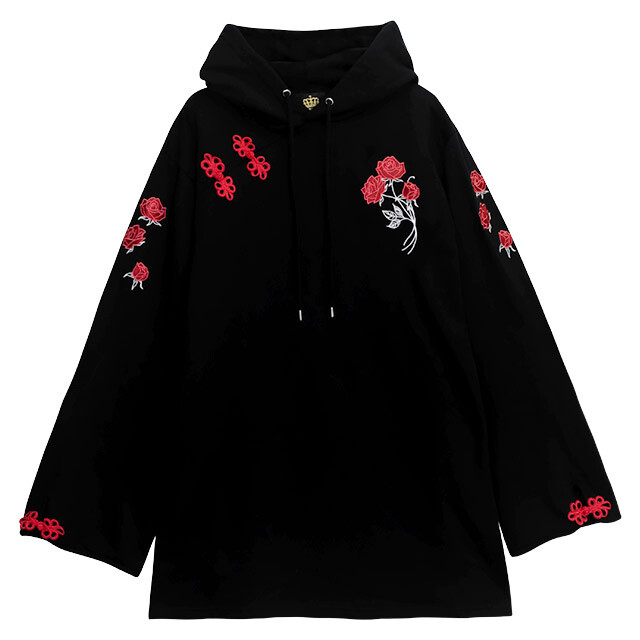 Hoodie with best sale red roses