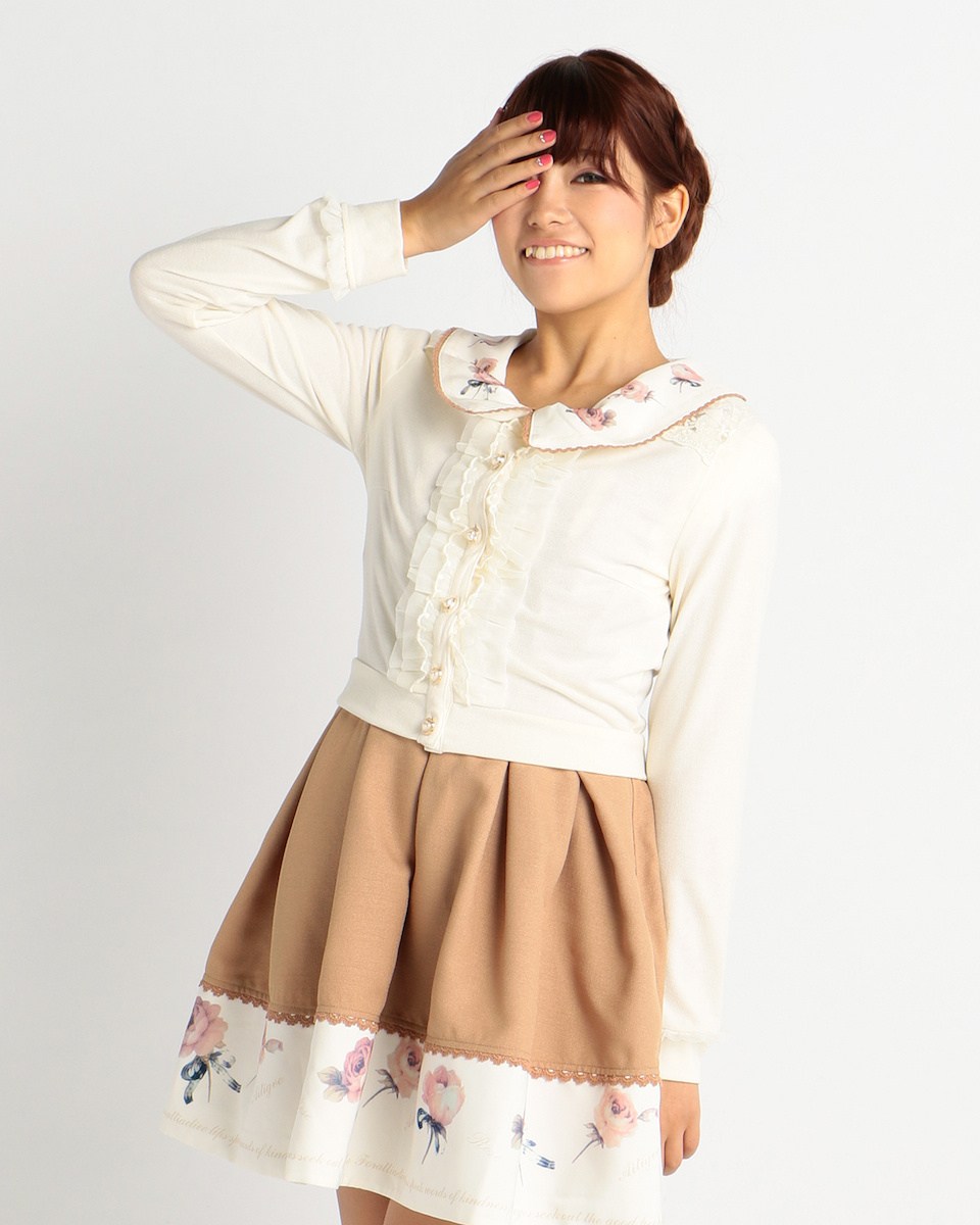 LIZ LISA Vertical Ribbon Ruffle Cardigan (White): LIZ LISA - Tokyo