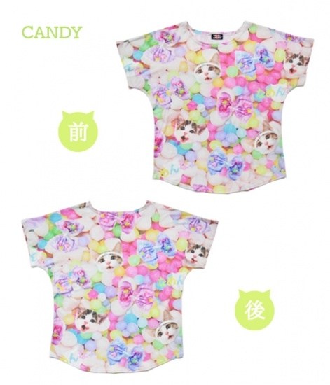 ACDC RAG Nameneko Candy Pattern T-Shirt: ACDC RAG - Tokyo Otaku Mode (TOM)