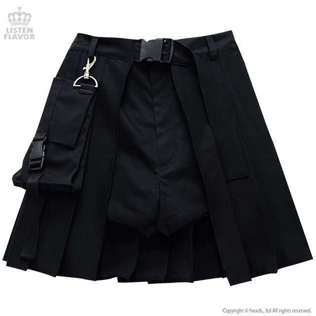 LISTEN FLAVOR Layered Pleated Flap Skirt w/ Shorts and Detachable Pocket -  Tokyo Otaku Mode (TOM)